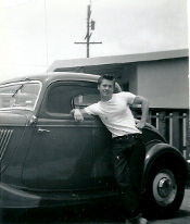 LeRoy French with his 1936 Ford three window coupe Circa 1955.