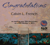 25 years teaching for PADI.